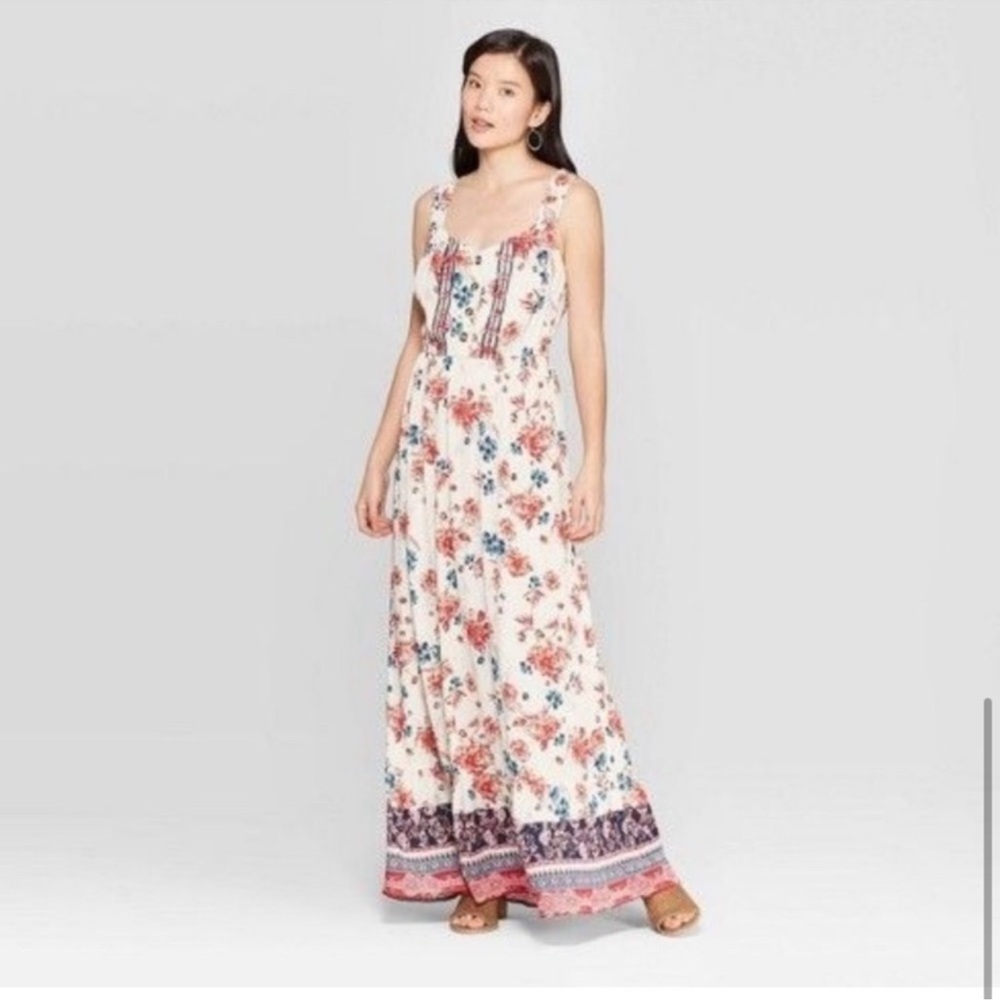 Knox Rose Sleeveless Embroidered Maxi Floral Dress size XL